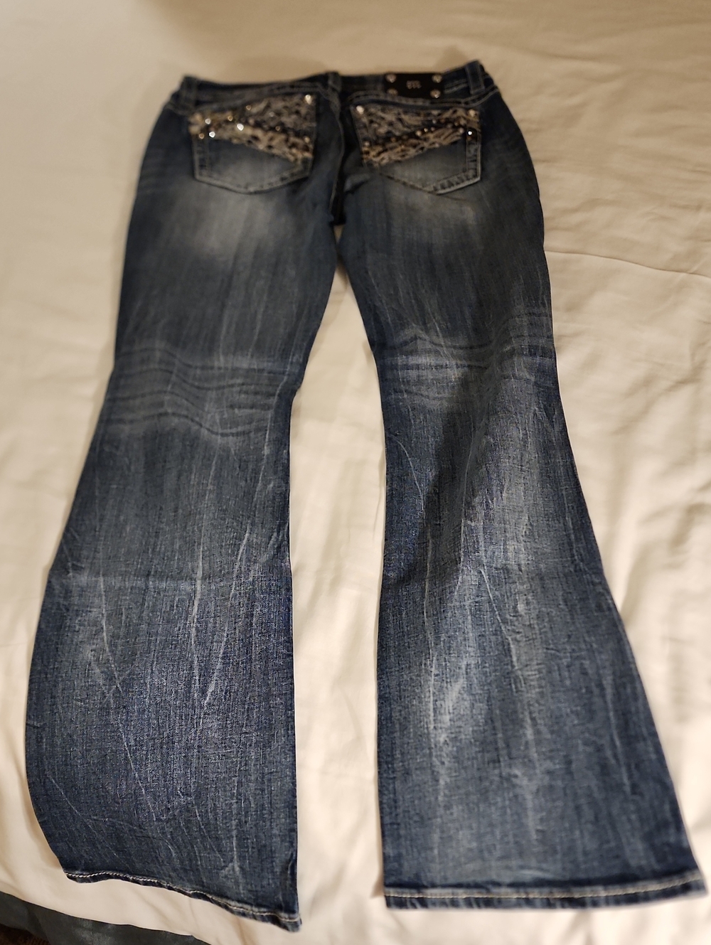 Miss Me Indigo Bootcut Jeans with Embellished Back